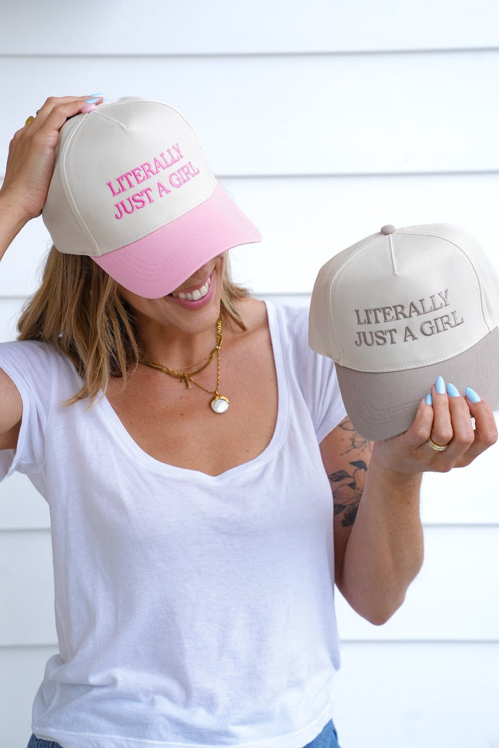 "Literally Just a Girl" Two Toned Embroidered Two Tone Baseball Cap