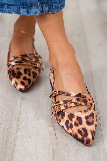 Slingback Pointy toe Flats with Buckle Straps