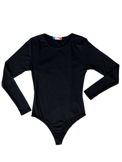 Plus/Reg Ribbed Knit Long Sleeve Bodysuit (Multiple Colors)