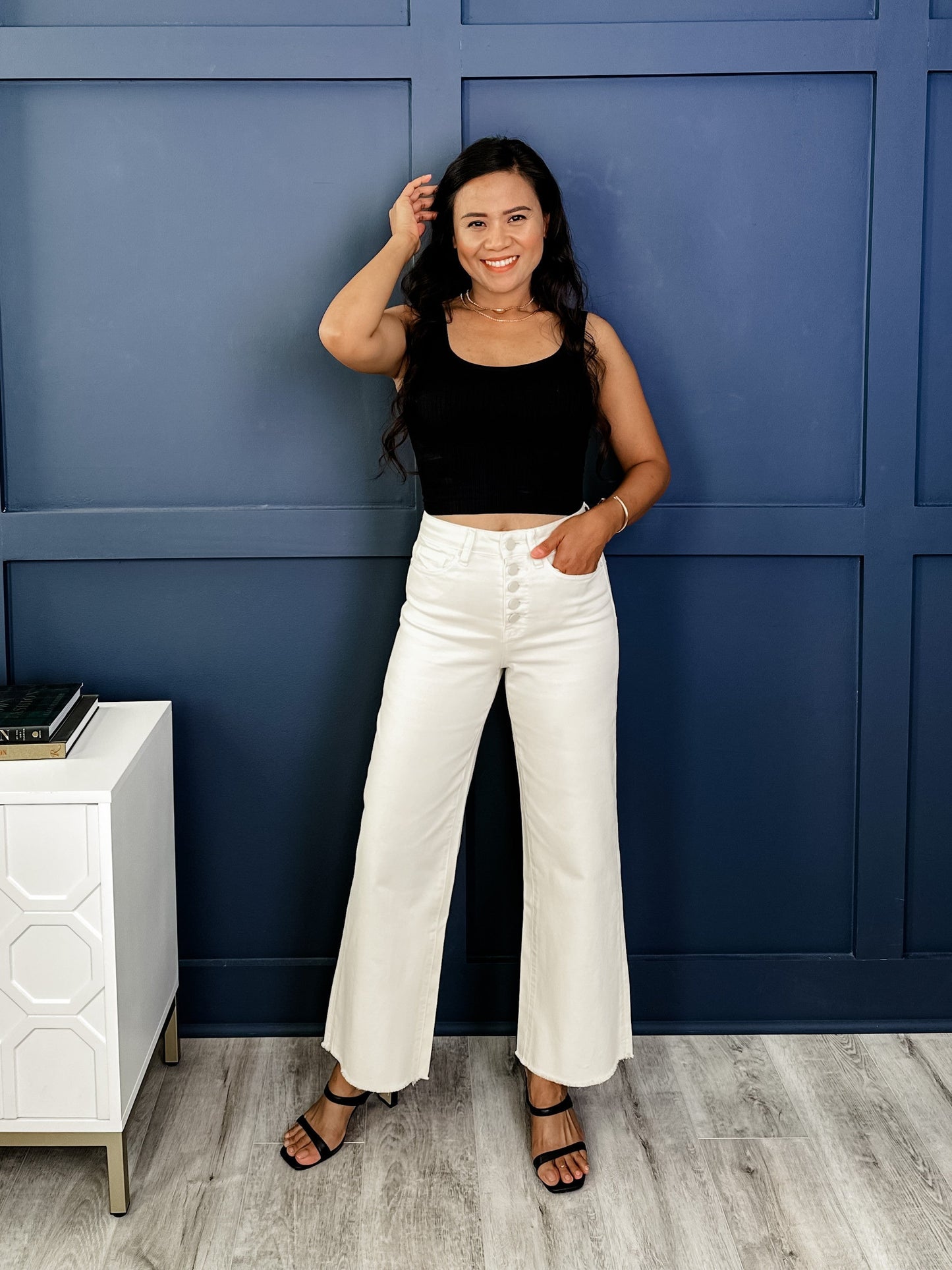 Mica High Rise Whitecap Gray Wide Crop Jeans