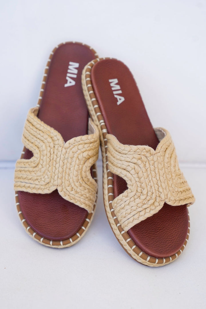 MIA Braided Raffia Slide Sandal