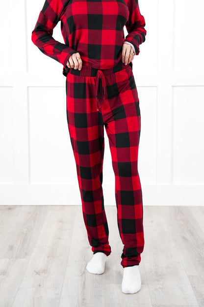 Plus/Reg Buffalo Plaid Elastic Waist Lounge Pants