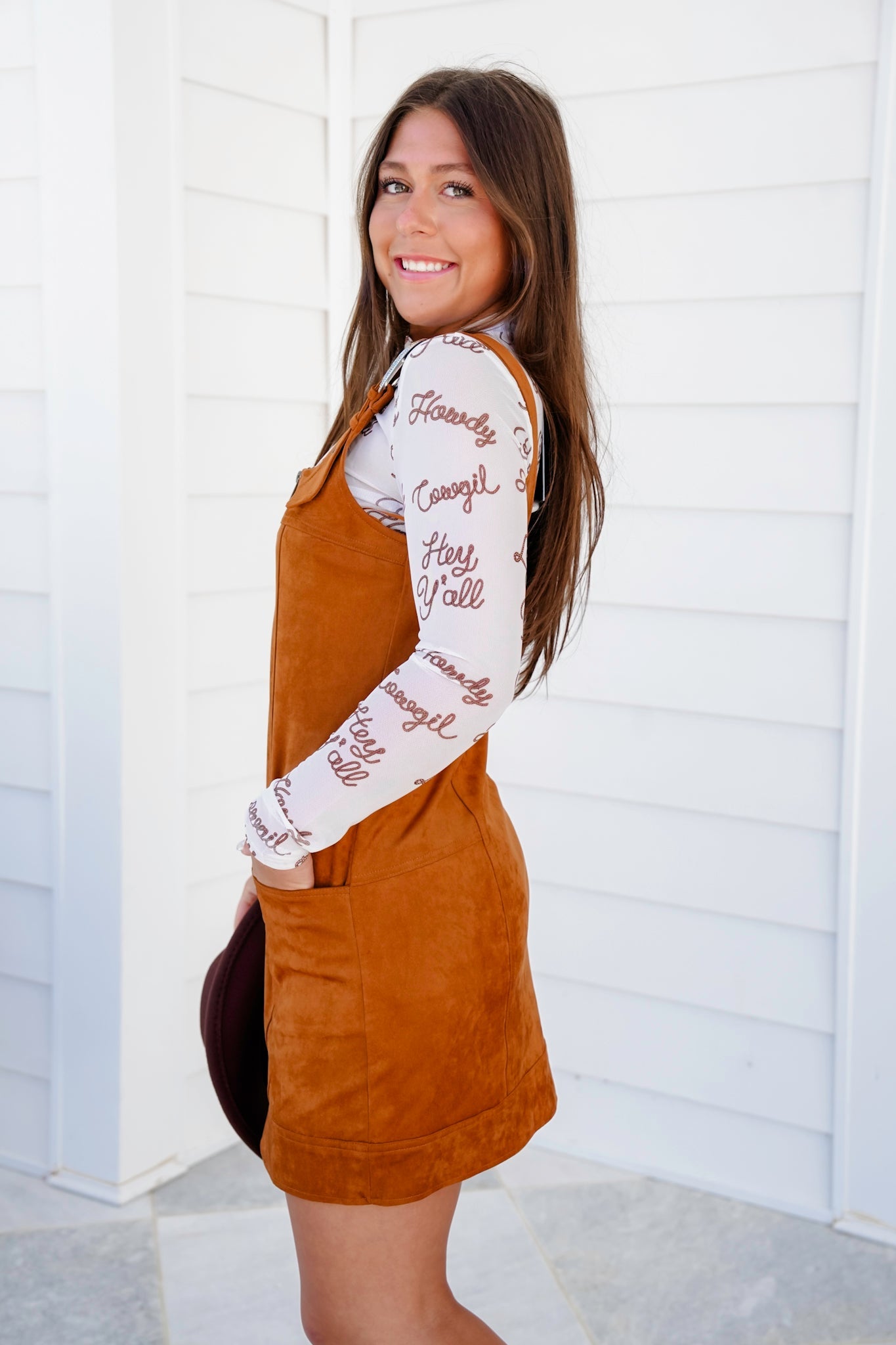 Vegan Suede Sleeveless Mini Dress with Western Buckle Detail