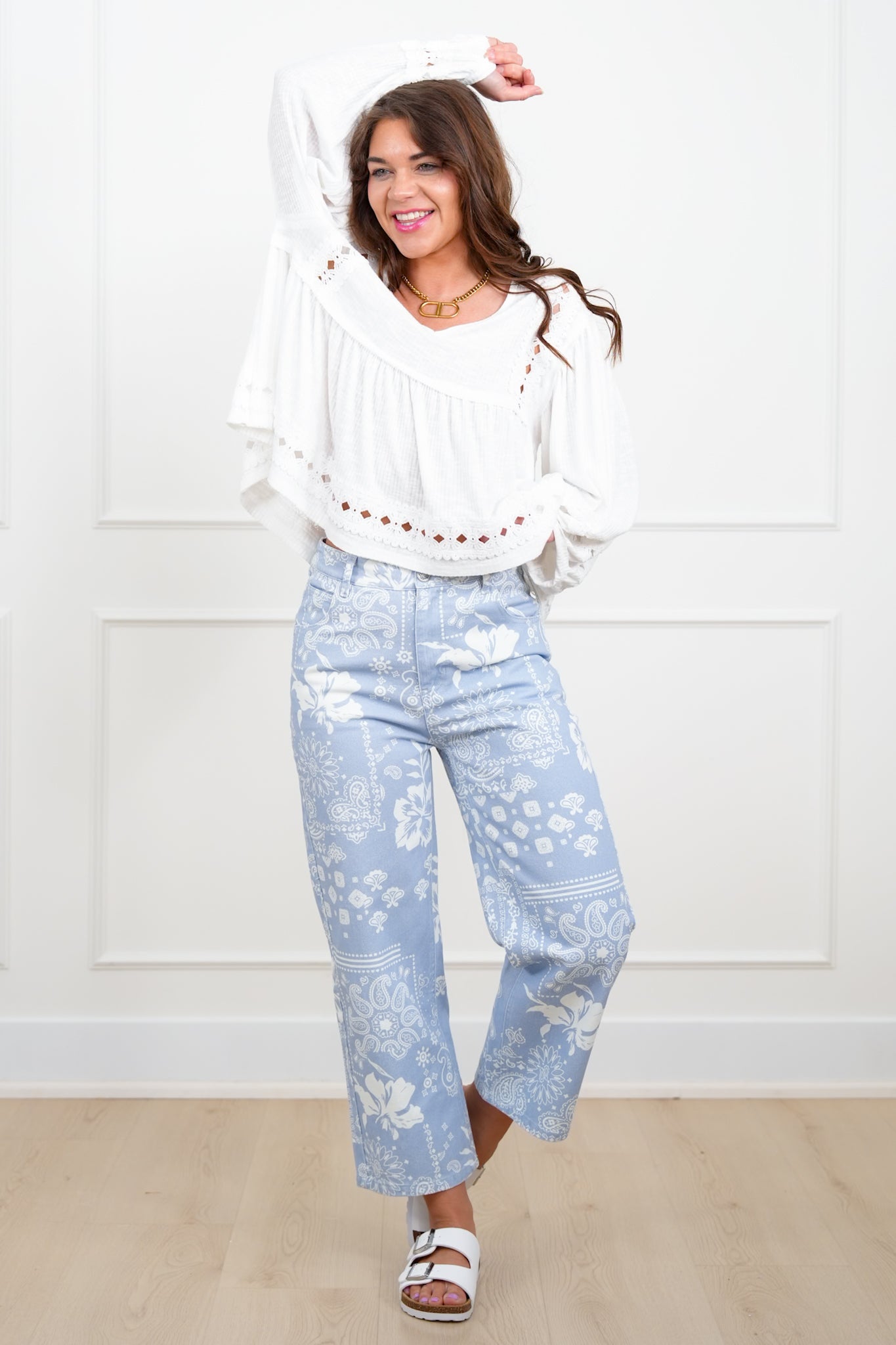 Multi Print Mid Rise Twill Pants