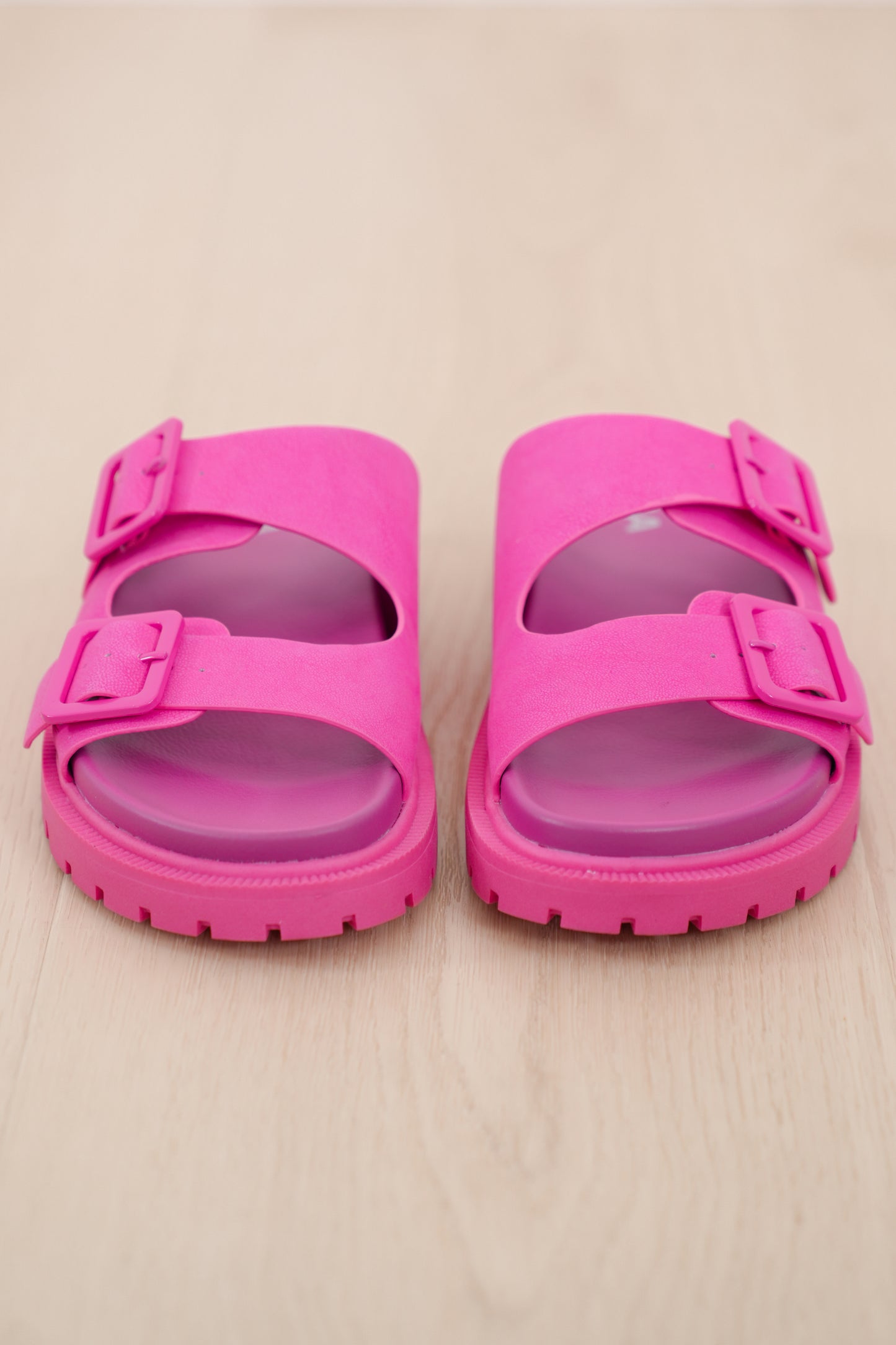 MIA Vegan Leather Platform Double Buckle Slide Sandal