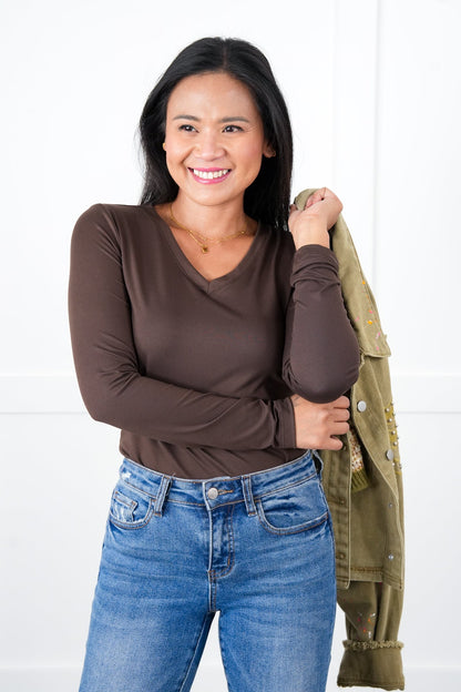 Door Buster! Plus/Reg Zenana Microfiber Long Sleeve V-Neck Tee