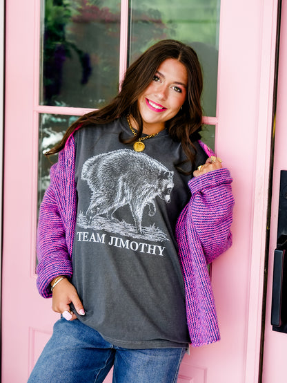 Plus/Reg Short Sleeve "Team Jimothy" the Raccoon Graphic Tee - Freckled Poppy