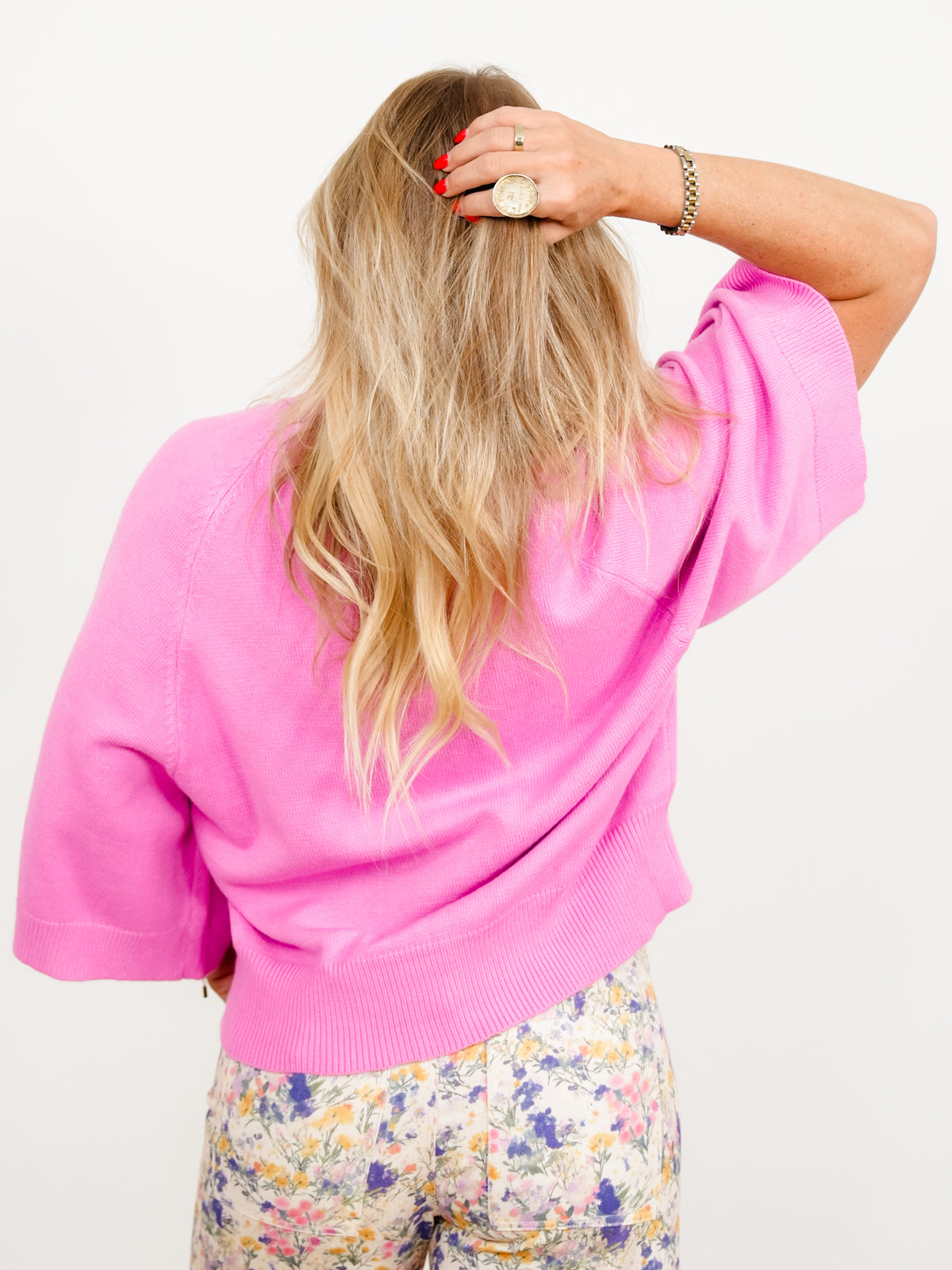 Solid 3/4 Sleeve V-Neck Button Down Cardigan