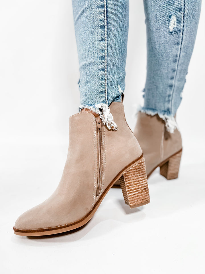 RESTOCK!! MIA Western Inspired Pointed Toe Stone Boot With Block Heel & Side Zipper
