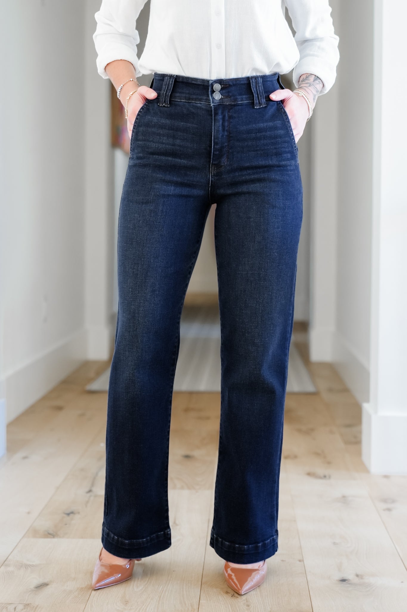 Judy Blue The Everly Trouser Dark Wash Trouser Wide Leg Jeans