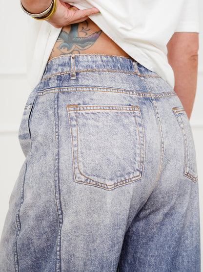 Restock! Plus/Reg Acid Print Elastic Waist Barrel Pants