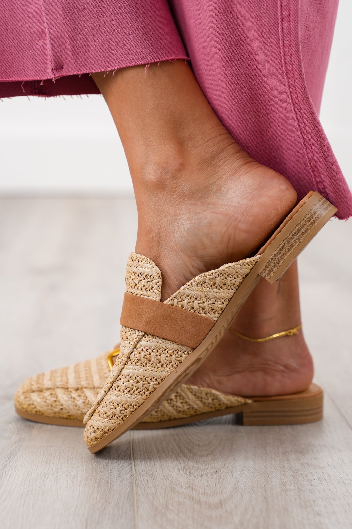 Slip on Mule Loafer with Adjustable Metal Buckle