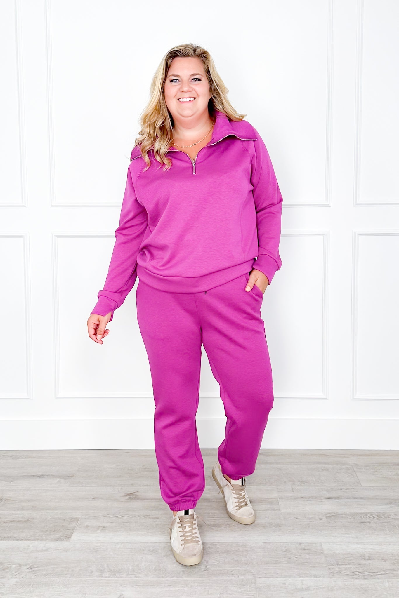 Door Buster! Plus/Reg Elastic Waist Scuba Knit Joggers with Ribbon Drawstring