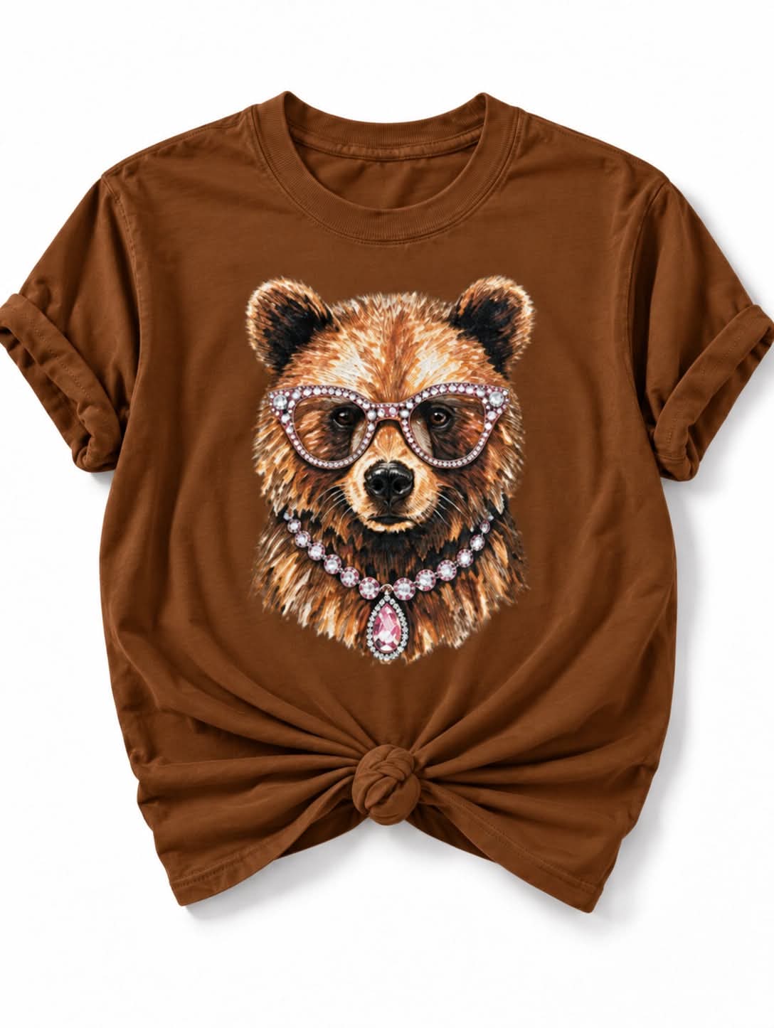 Plus/Reg Short Sleeve Glam Bear Graphic Tee