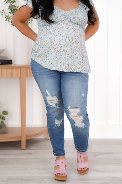 Judy Blue Maternity Distressed Boyfriend Jeans