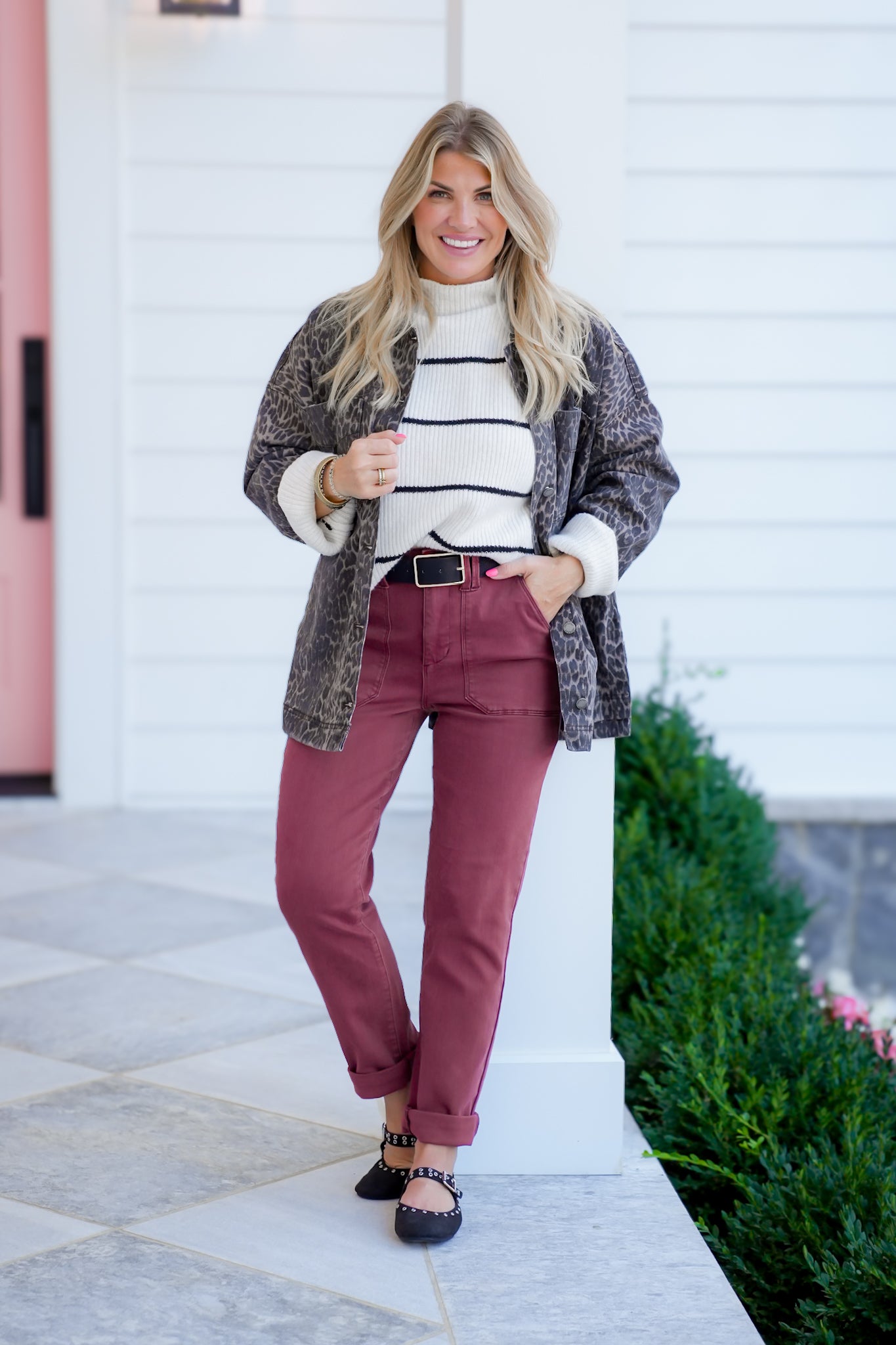Judy Blue High Rise Burgundy Cuffed Jeans