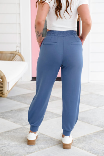 Plus/Reg Scuba Elastic Waistband Joggers With Pockets