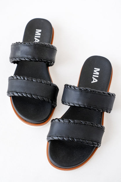 MIA Double Strap Slide Sandal with Rope Detailing