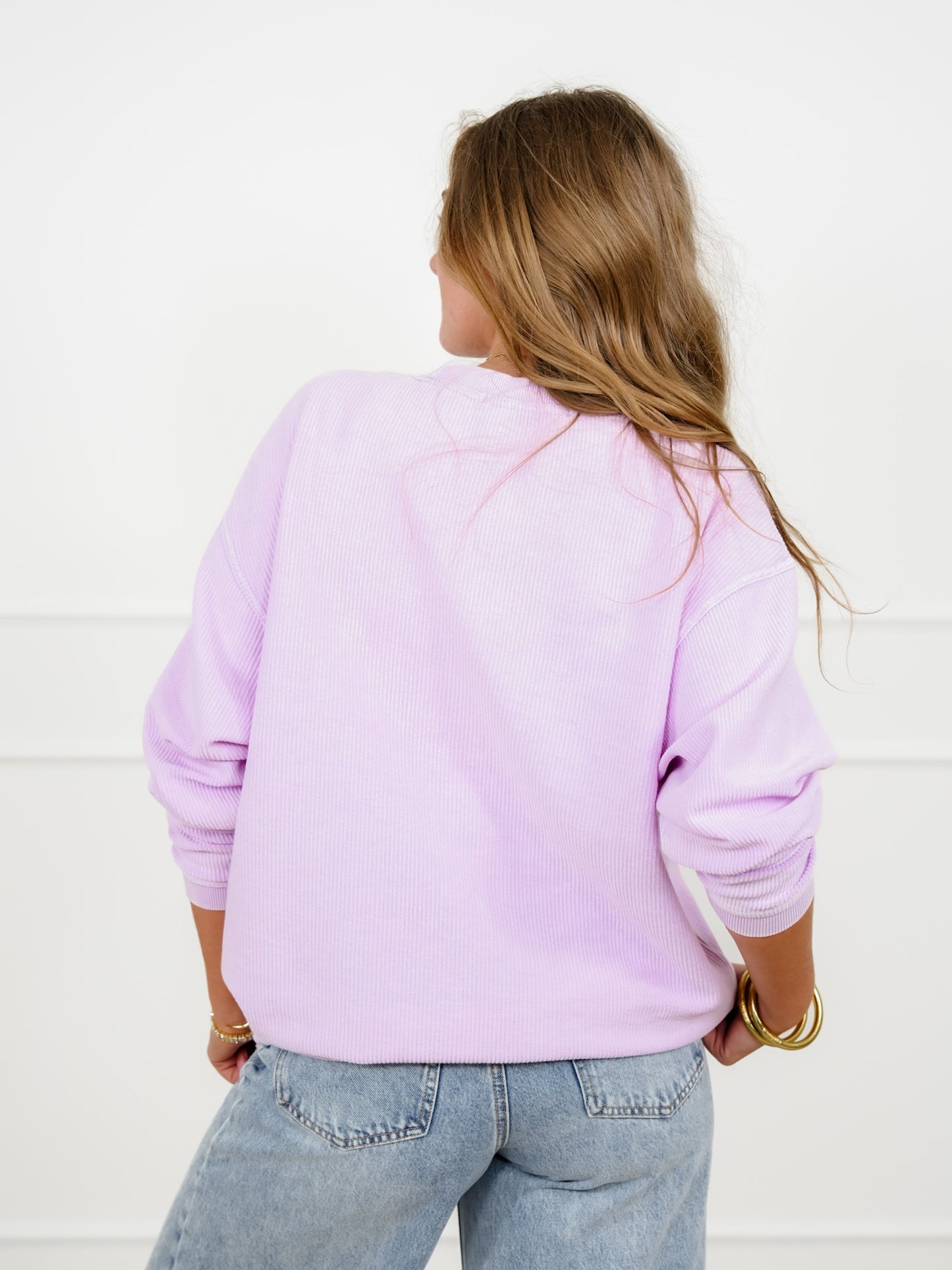 Plus/Reg Solid Color Corded Long Sleeve Pullover Top