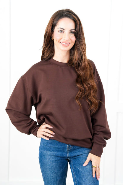 Long Sleeve Crew Neck Scuba Knit Sweatshirt
