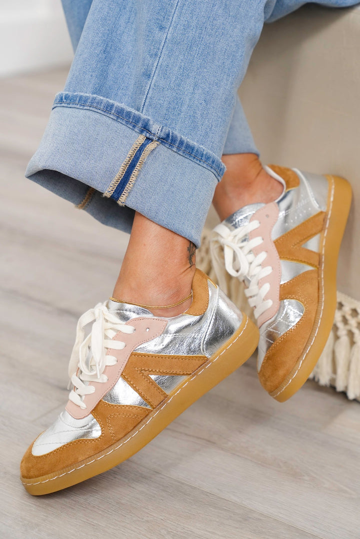 MIA Retro Inspired Low Top Sneaker with Suede and Metallic Paneling