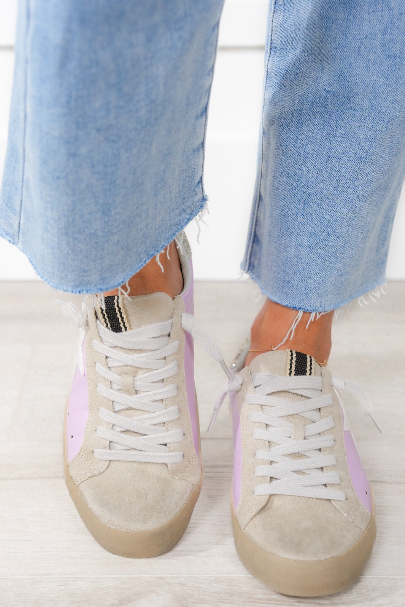 Shu Shop Vegan Leather & Suede Sneakers with Glitter Accent
