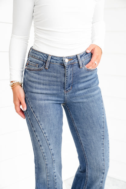 Judy Blue Golden Hour Mid Rise Flare Jeans with Double Angular Seam