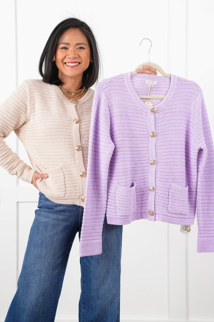 Ribbed Knit Long Sleeve Button Down Cardigan Sweater