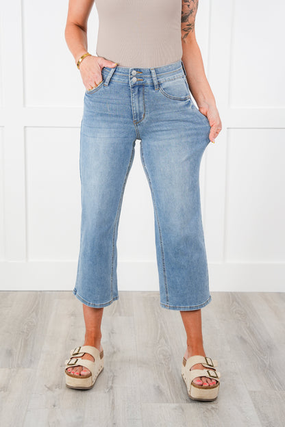 Judy Blue Double the Cool Cropped Wide Leg Jeans