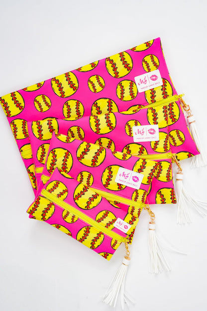 Makeup Junkie Bags Sports Fan Softball Pink