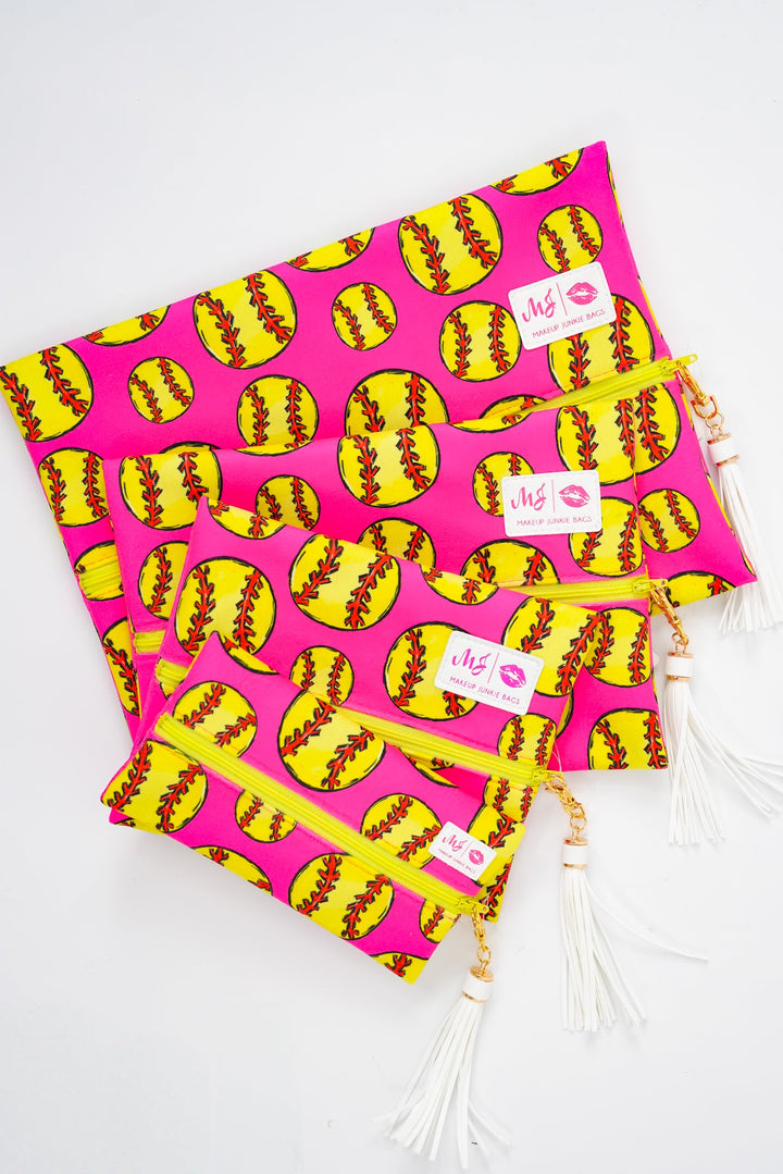 Makeup Junkie Bags Sports Fan Softball Pink
