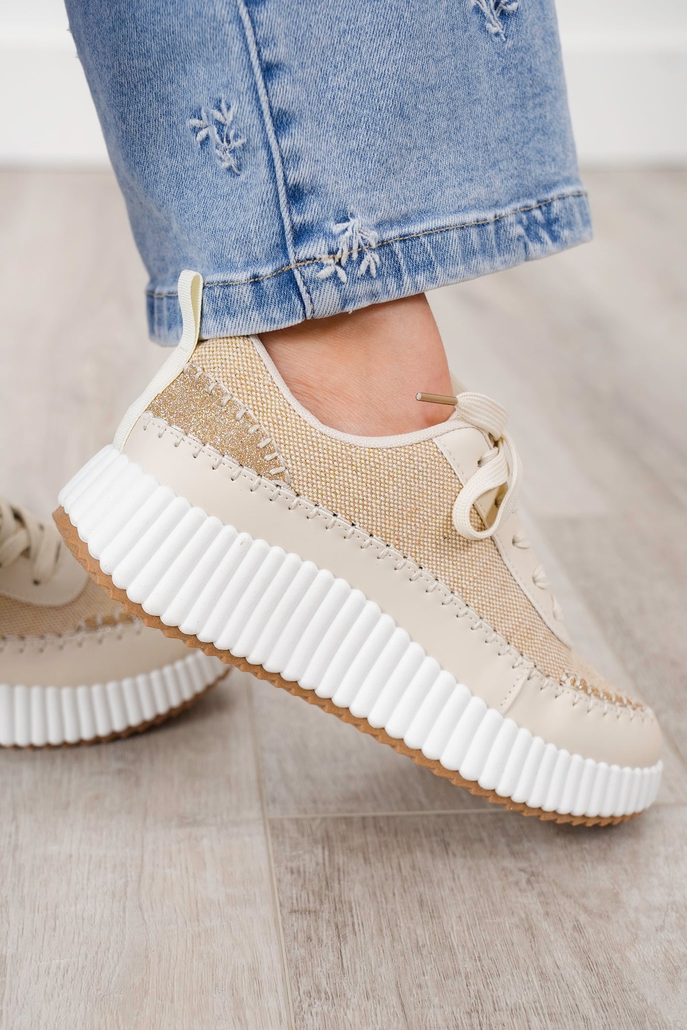 Color Contrast Low Top Platform Sneakers