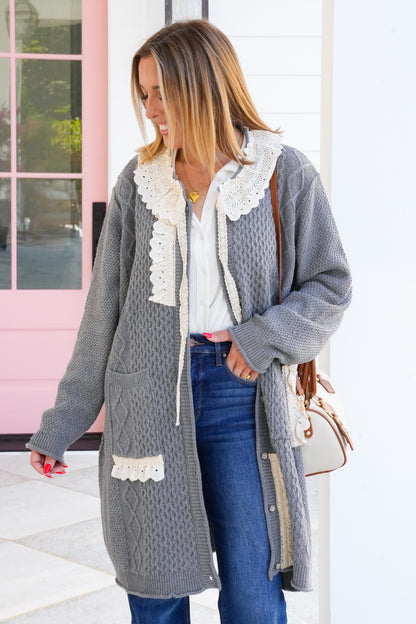 POL Knit Long Sleeve Button Down Cardigan