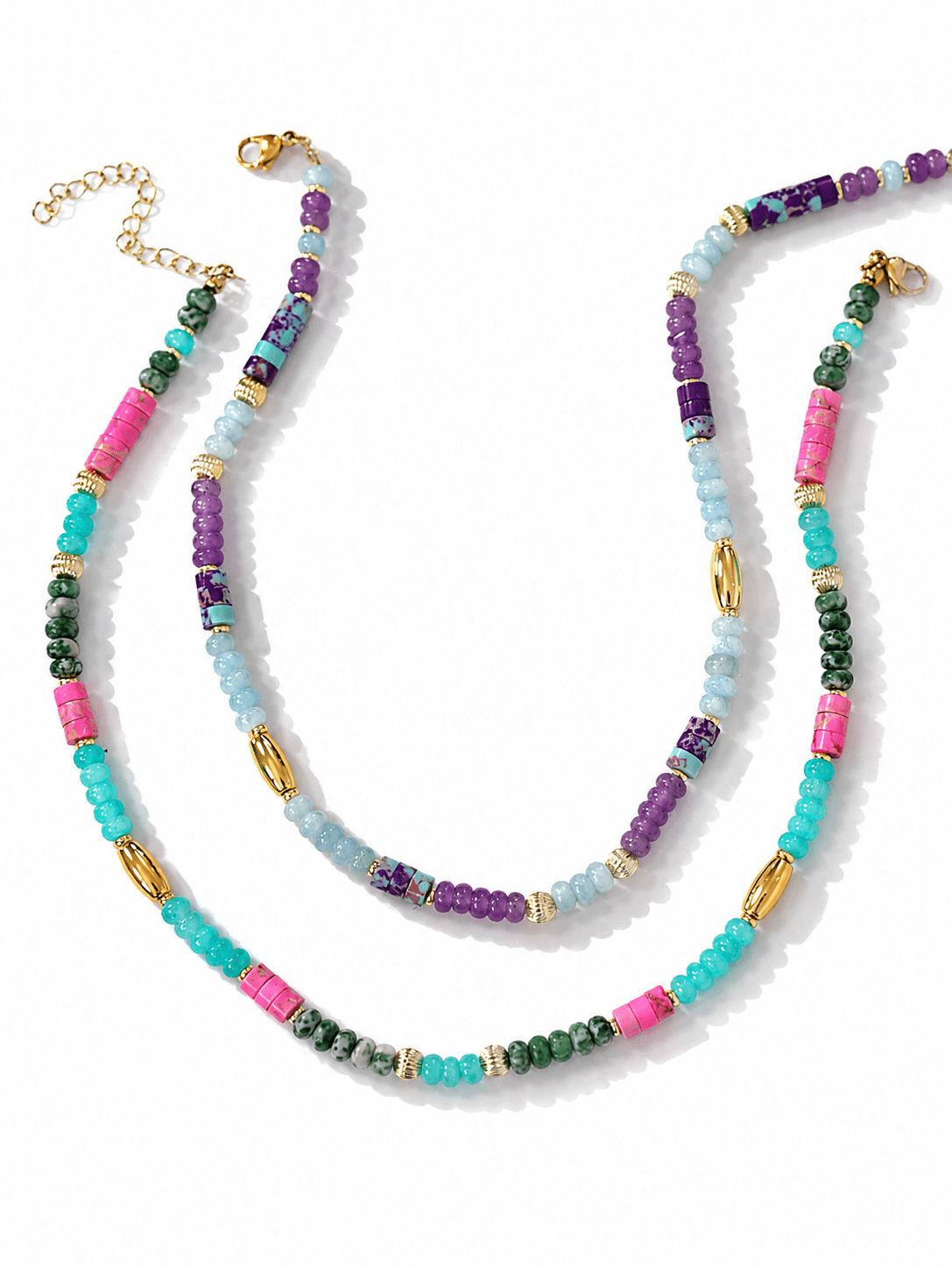 Treasure Jewels Tile Pastel Gemstone Necklace - Freckled Poppy
