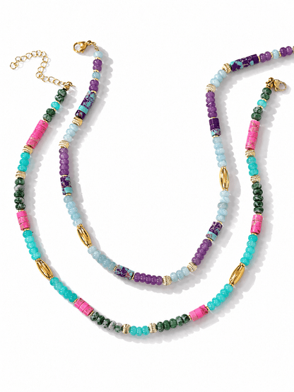 Treasure Jewels Tile Pastel Gemstone Necklace - Freckled Poppy
