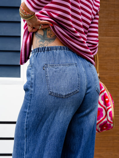 Judy Blue The Paloma High Rise Dark Wash Palazzo Jeans - Freckled Poppy