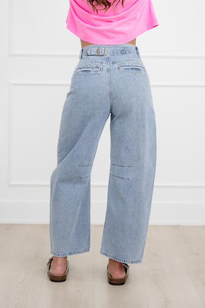 Light Wash High Rise Barrel Jeans