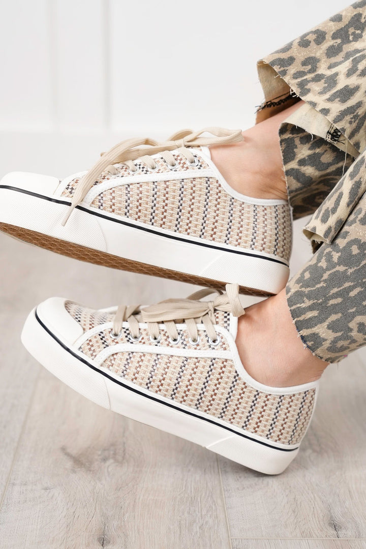Corky's "Waiting List" Tan Woven Platform Sneakers