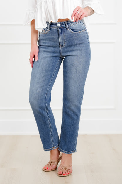 Judy Blue High Rise Medium Wash Ankle Length Straight Leg Jeans