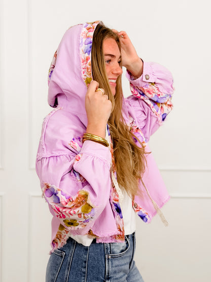POL Floral Print Long Sleeve Button Up Shacket