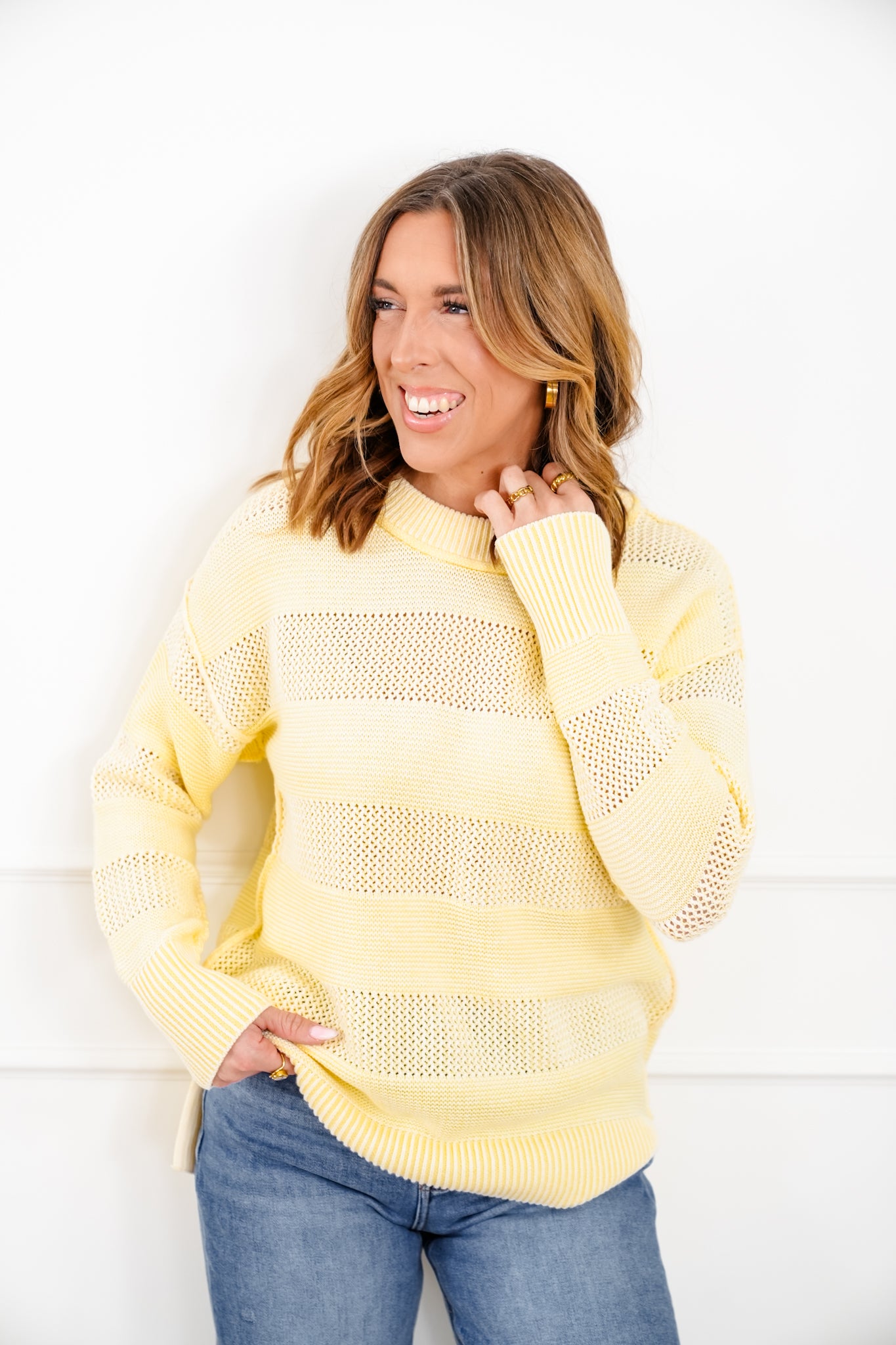 Plus/Reg Textured Long Sleeve Pullover Sweater