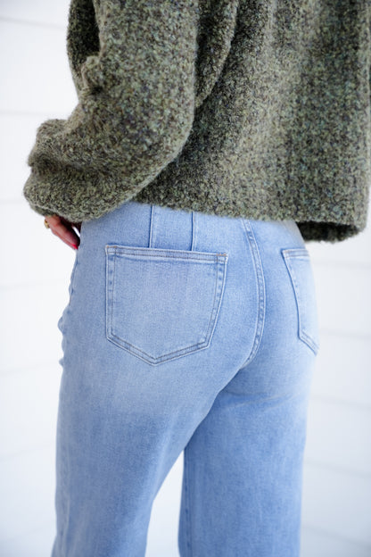 Mica High Rise Light Wash Wide Leg Jeans