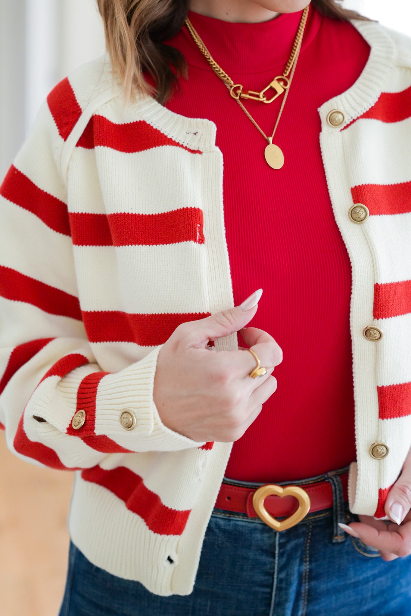 Stripe Long Sleeve Button Down Cardigan