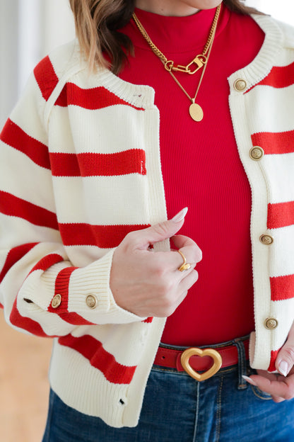 Stripe Long Sleeve Button Down Cardigan