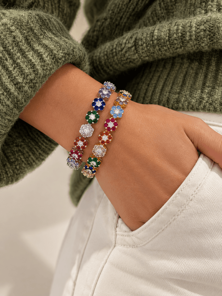 First Blush Crystal Flower Tennis Bracelet - Freckled Poppy