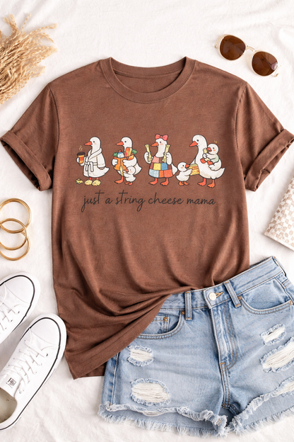 Plus/Reg Short Sleeve "Just a String Cheese Mama" Graphic Tee