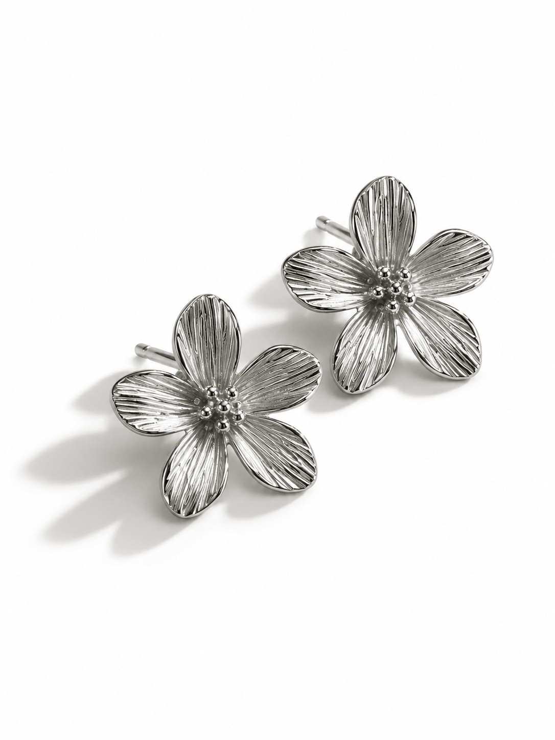 Textured Flower Stud Earrings - Freckled Poppy
