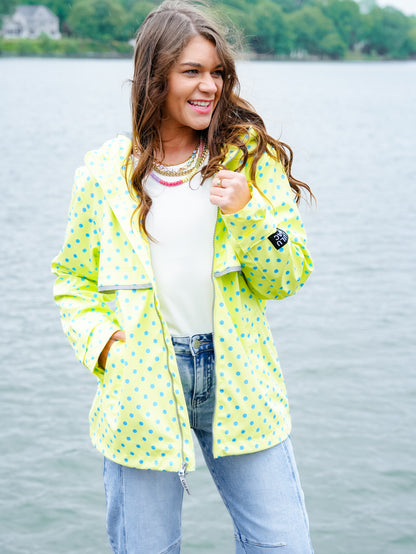 Lulu Mac Polka Dot Long Sleeve Zip Up Hooded Jacket