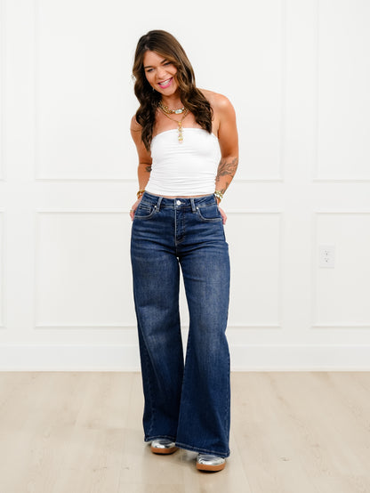 Restock! Risen The Opalite High Rise Dark Wash Tummy Control Wide Leg Jeans