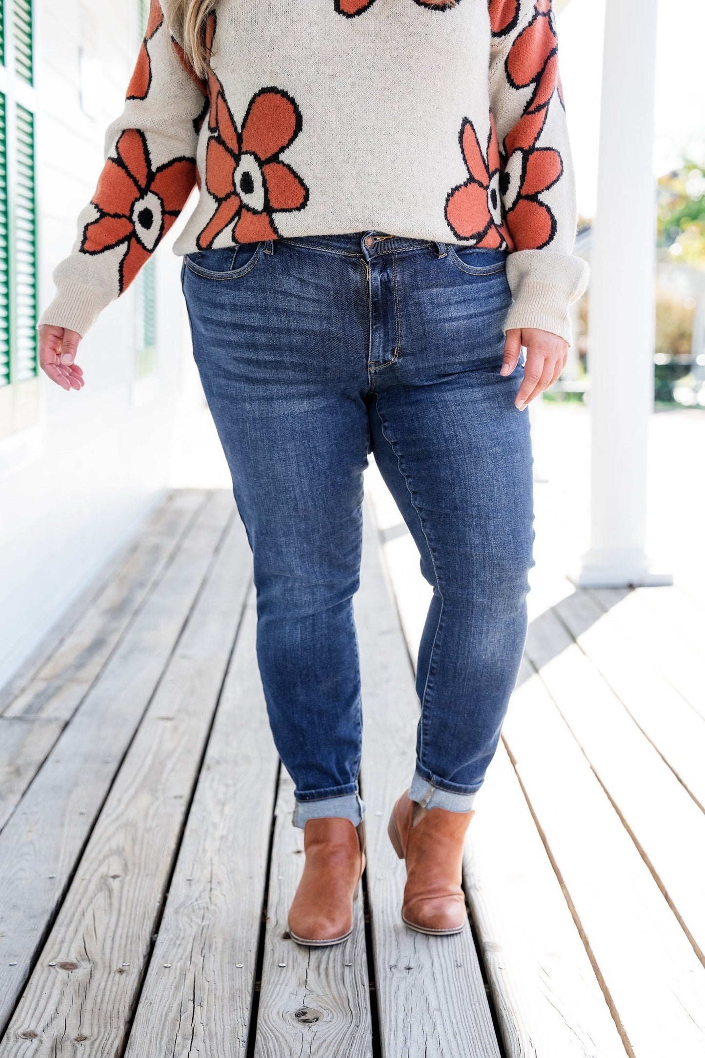 Judy Blue  8 Days A Week  Medium Wash Mid Rise Skinny jeans with Handsanding